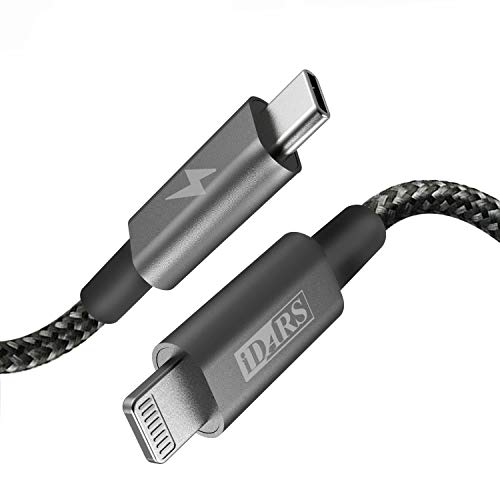 iDARS iPhone 11 Charger, USB C to Lightning Cable MFi Certified Nylon Braided Fast Charging Cord for iPhone 11/11 Pro/11 Pro Max/X/XS/XR/XS Max/8/8 Plus, Supports Power Delivery(4 ft, SpaceGray)