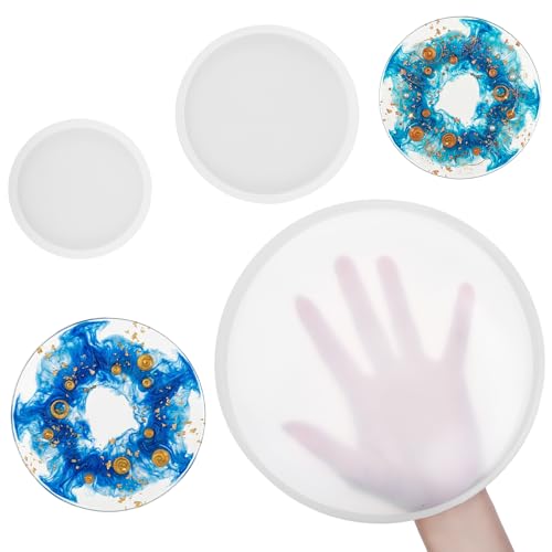 3 Pcs Resin Coaster Molds Silicone, Round Silicone Molds for