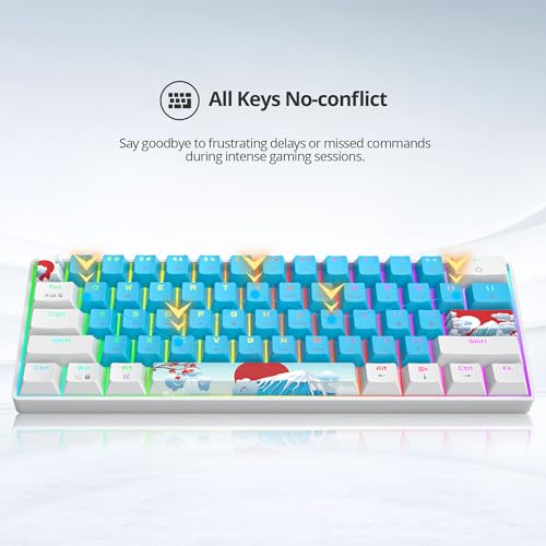 Image of 60 Percent Gaming Keyboard Portable Wired Mechanical Keyboard Ultra Compact Keyboard RGB Backlit Red Switch for Windows PC Laptop Gamers(61 Blue)