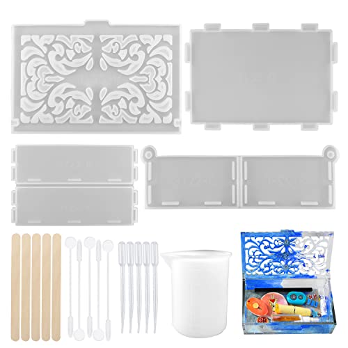 Moule Resine Epoxy Moulle Silicone Resine Moule Epoxy Boite Moules en Résine pour Boite a Bijoux Artisanat Faisant Cover
