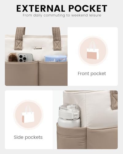 LOVEVOOK Puffer Tote Bag con 8 bolsillos y neceser miniatura 5