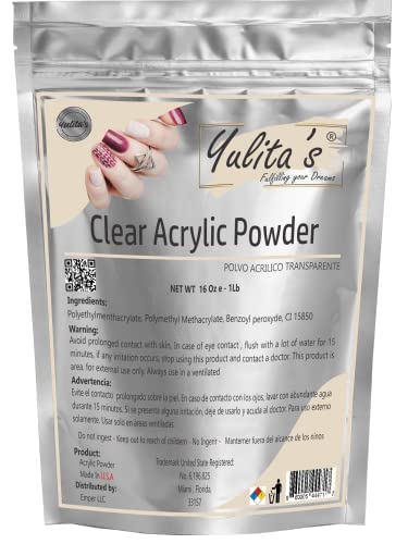 Miniatura 7 de Yulita's Polvo acrílico transparente 16 onzas-(16 onzas) Sistema profesional para uñas en formato medio en bolsa plástica.para esculpir y tallar