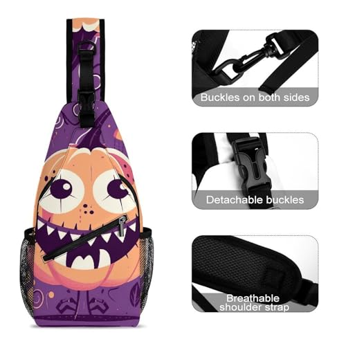 Halloween Monster Sling Bag Crossbody Casual para Viaje 38x20cm miniatura 3