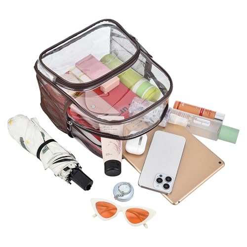 Image of Busiuw Clear Backpack for Stadium Events 12x12x6 with Front Pocket for Concert Sport Fashion Women Backpack Events Work Travel(Chocolate)