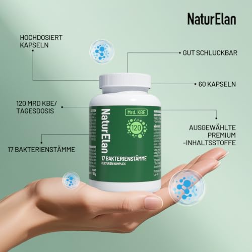 Probio Plus Kulturen Komplex, 17 Bakterienstämme, 120 Mrd. KBE/Tagesdosis,mit Lactobacillus & Bifidobakterien, Non-GMO & Vegan, 60 Kapseln, Darmflora