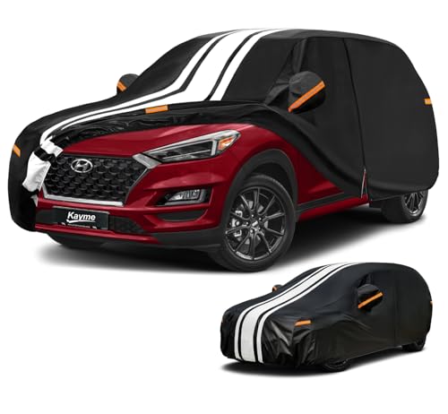 Image of Kayme Heavy Duty Car Cover Custom Fit for Hyundai Tucson (2004-2026) | Waterproof All Weather for Automobiles, Gift with Tape /Towel /Bag, Outdoor Full Exterior Cover Rain Snow Sun UV Protection.