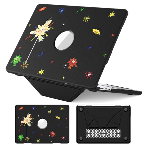 Étui en cuir MacBook Pro 14 M4 coque rigide premium Lucky Spark finitions noires