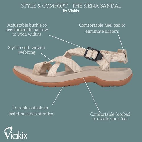 Image of Viakix Womens Walking Sandals: Cute Stylish Comfy Athletic Sport Outdoor Hiking Sandal for Trekking Water Outdoor Beach With Arch Support for Womens Ladies