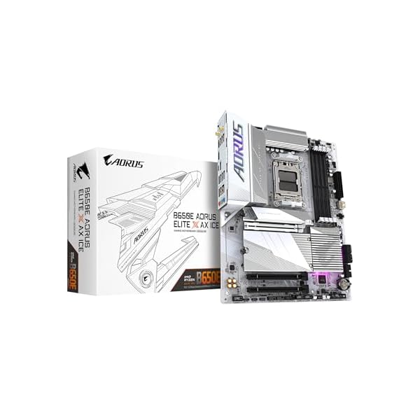 GIGABYTE B650E Aorus Elite X AX ICE AM5 LGA 1718 AMD B650 ATX placa base con 5 años de garantía, DDR5, 3X M.2, PCIe 5.0, USB 3.2 Gen2X2 Tipo C, WiFi 6E, LAN de 2.5GbE, Q-Flash Plus, EZ-Latch Plus