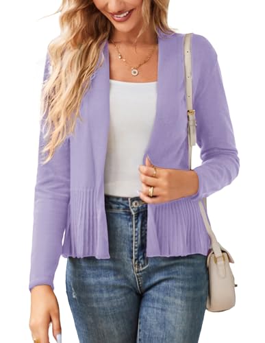 Image of GRACE KARIN Women's Lightweight Peplum Cardigan Sweaters Open Front Cropped Cardigan Long Sleeve Trendy Summer Knit Tops