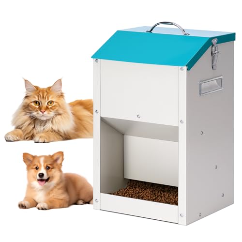 PKNBZN Gravity Cat Feeder with Lid, Metal Automatic Feeder Cat Dry Food and Cats Feeding Station for Cats, Dogs, Rabbits, Chicks and Other Small Animals