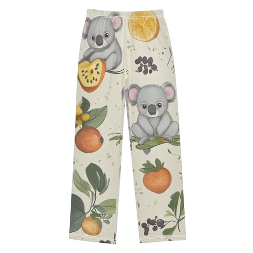 Koala Fruits Boys Long Pants Soft Trousers Elastic Waist Kids Lounge Bottoms with Pockets S-XL