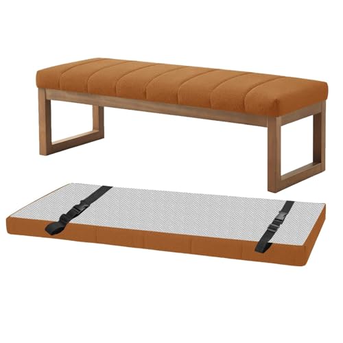AQIGR Cojines para Bancos Tamaño Personalizado, Comodísmo y Desenfundable Lavable Antideslizante Cojín, para Interiores Y Exteriores Silla De Banco JardíN Comedor Cocina(Naranja,35x180CM)