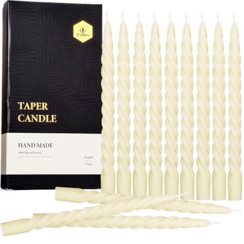Bougies coniques cire d'abeille naturelle longue bougie blanche