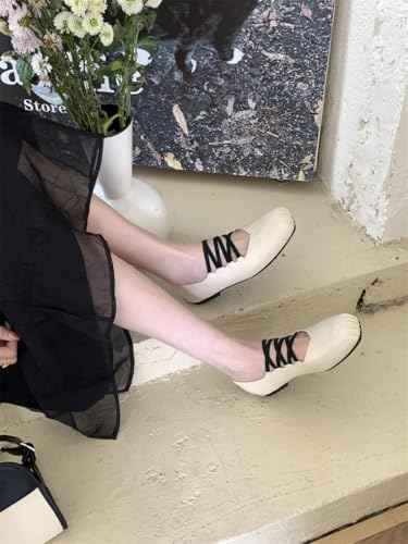 Square Toe Mary Jane Ballet Flats for Women Vintage Strappy Crisscross Ankle Strap Comfortable Walking Shoes Office Work Casual Weekend Wear3