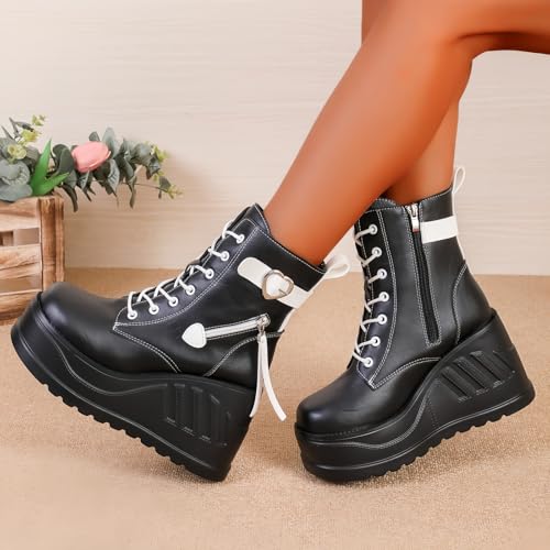 Image of Ulalaza Women Mary Jane Dress Pumps Lolita Shoes Cute Platform Gothic Double Ankle Strap Round Toe Chunky Heel Uniform Pumps Shoes Perfect for School Party Business Work Dance Date Night Club