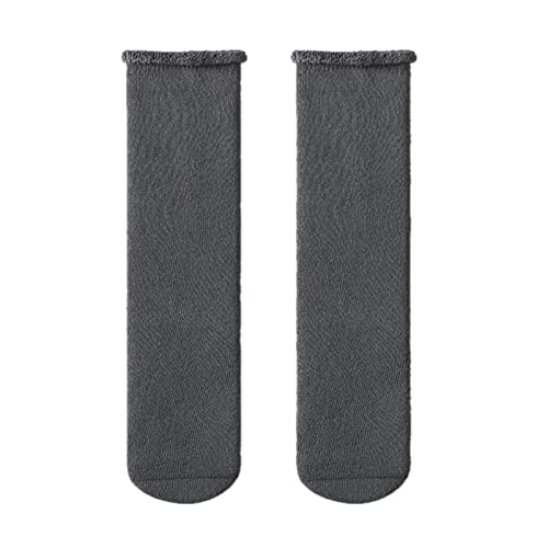 Yizelli 2 Pairs Winter Warm Thick Mid Calf Socks for 3-12 Years Kids Thermal Knee High Socks for Toddler Boys Girls
