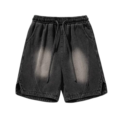 Men's Casual Summer Drawstring Waist Loose Fit Jeans with Pockets Comfortable Breathable Stretch Denim Pants for