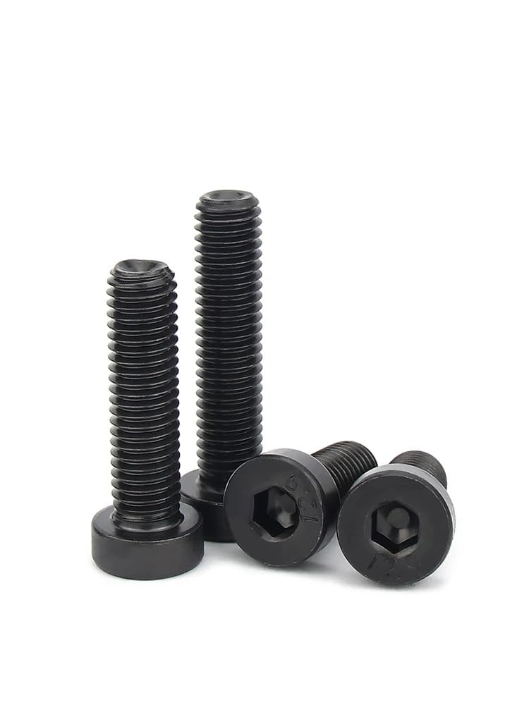 Tornillo hexagonal negro de acero 12,9, rosca izquierda M4/M5/M6/M8/M10 (M5-0,8 x 50 mm, 50 unidades)