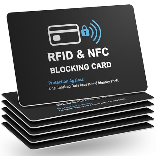 runzoos 6 Pack RFID Blocking Cards, Safe Guard Card Protector for Debit Credit Card, Passport, RFID Blocker for Wallet Purse, Protection Against Unauthorized Scanning and Data Theft