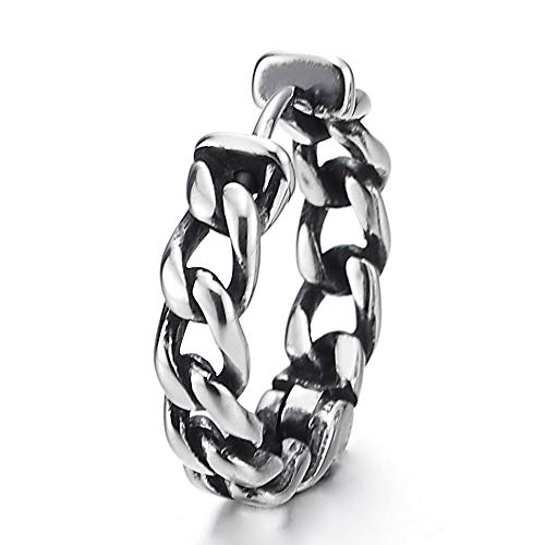 Pair Stainless Steel Vintage Tribal Curb Chain Wreath Huggie Hinged Hoop Earrings Unisex Men Women #TOP1