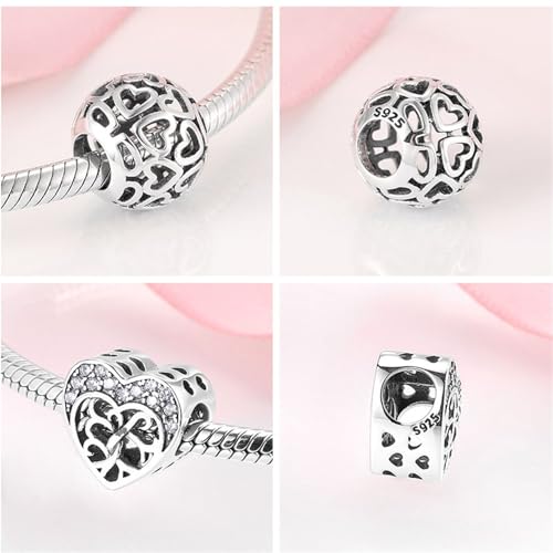 Charm de corazón compatible con pulseras Pandora en plata de ley S925 2