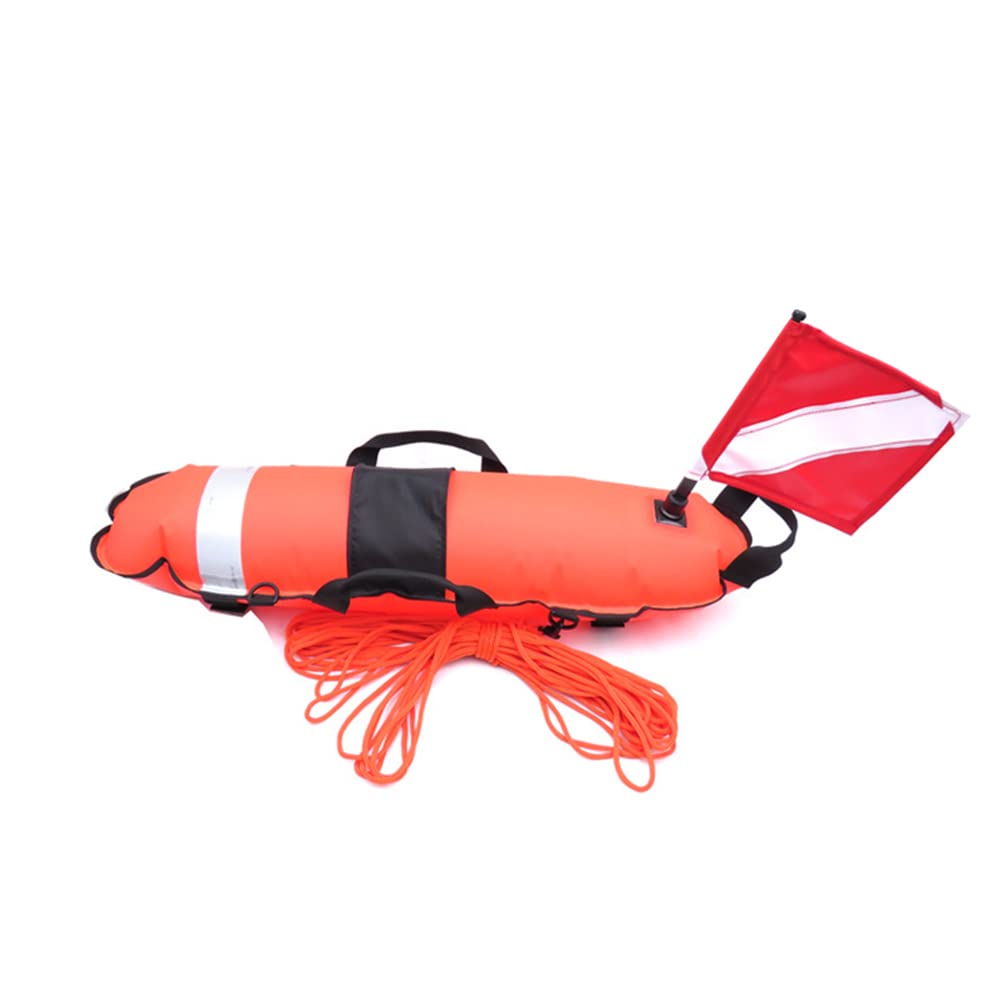 Bouée de signalisation flottante avec drapeau et corde, pour plongée en apnée, rouge