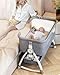 4 in 1 Baby Bassinet & Bedside Sleeper with Soft Mattress, Ultra-Breathable & Washable, Removable Mosquito Net, 6 Height Adjustable, Rocking Mode, Storage Basket, Wheels, Easy Assemble & Folding