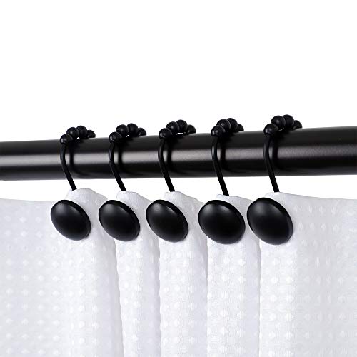 Utopia Alley Shower Hooks - Rust Resistant Roller Shower Curtain Hooks for Shower Curtain - Set of 12 Black