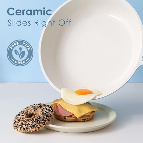Image of SENSARTE Nonstick Ceramic Frying Pan 11-Inch, Healthy Non Toxic Skillet, Induction Compatible Omelet Pan with Heat Resistant Handle, PFAS-Free, Blue
