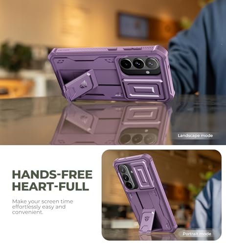 Image of Dexnor for Samsung Galaxy S26 Case with Upgraded Slide Camera Cover & 2 Front Frames & Built-in Screen Protector & Kickstand, Heavy-Duty Rugged Case Full-Body Protective Cover(2026),Phantom Purple