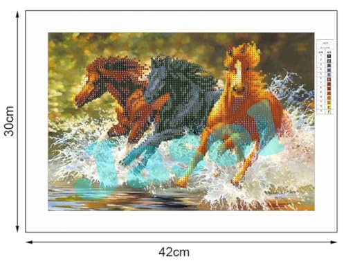 Image of Jasol Diamond Painting Kit, 40x30 Cms, Full Drill, 5D Crystals, Home Wall Decor Gift Set (Horse J40017)
