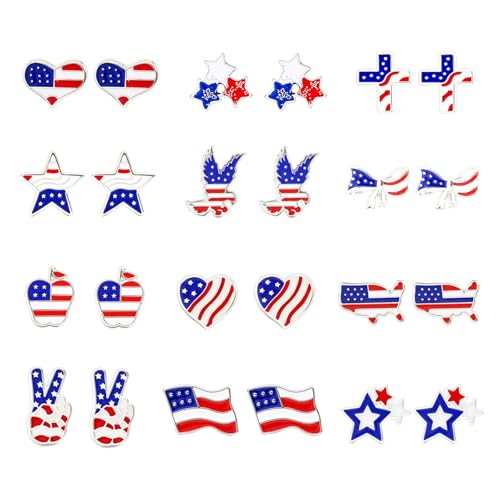 Boucles d'oreilles 4 Juillet : finis les choix difficiles avec ce lot de 12 paires patriotiques