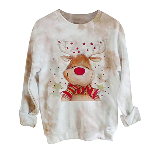 QWUVEDS Sudadera con capucha para niña, con cuello ChristmasO, estampado DailyCute, con capucha blanca, rojo, L Cover