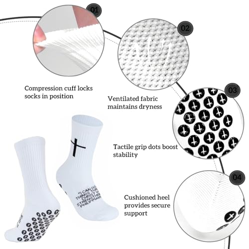 Cross Grip Soccer Socks - Anti-Slip Grips Sports Sock with Bible for US 6-133