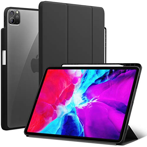 Best Deal 🛒 iPad Pro 11-inch case, ROARTZ Black Slim-Fit Smart Clear Folio Case Hard Translucent Cover Light-Weight Auto Wake/Sleep Support Apple Pencil 2 Holder for Model 2018 2020 A2228 A2068 A2230