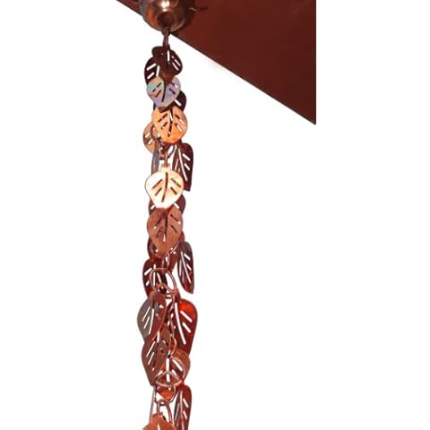Monarch Rain Chains Cascading Leaves Rain Chain, 8-1/2 Feet Length Replacement Downspout for Gutters, Pure Copper Cover