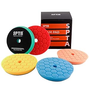 SPTA Hex-Logic Polijstpads, polijstsponzen, voor de auto, 150 mm, voor 125 mm excentrische polijstmachine, 5 stuks