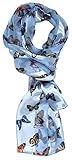 Ted and Jack - Spring Garden Helper Print Silk Feel Scarf in Blue Butterfly