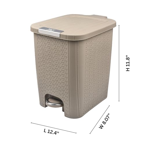 Image of FLAIR Ultra Home Pedal Trash Bin - 8L Medium Dustbin with Inner & Lid | Unbreakable Plastic, Odor Control, Lightweight | Non Garbage Smell | Perfect for Bathroom, Kitchen & Office (Beige)