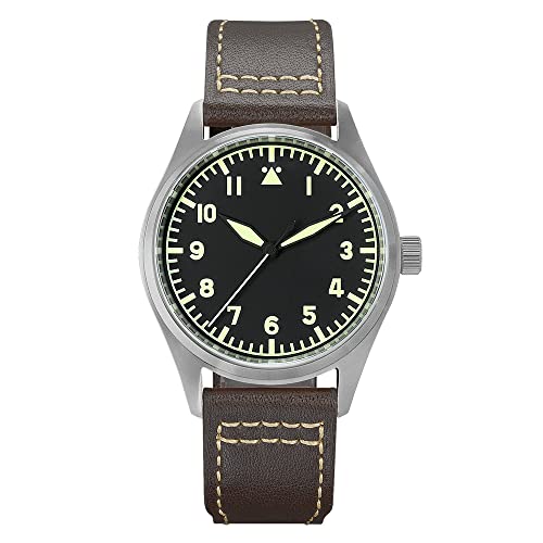 San Martin Titan-Pilotenuhren, Vintage, Militär, automatisch, mechanisch, Herrenuhr, Lederband, wasserdichte Armbanduhren, Zifferblatt A, Pilot