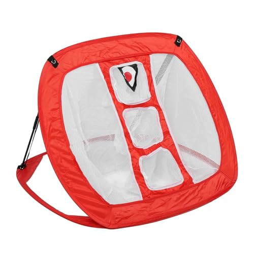 Foldable Portable Golf Chipping Net, Indoor Outdoor Golfing Target Net Practice Target for Accuracy and Swing Improvement (Red)