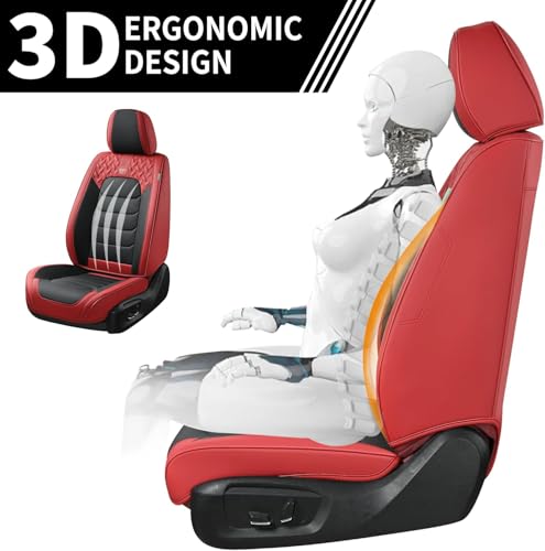 Image of FLORICH Car Seat Covers, Leather Seat Covers, Front Seat Covers 2PCS,Waterproof Car Seat Protector, Auto Driver Seat Covers Accessories Fit for Most SUV Trucks(Red&Black, Front Pair)