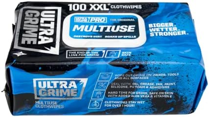UltraGrime PRO Multiuse Cleaning Wet Wipes - Big Professional Disposable Wipes - Tougher Multi-Purpose Heavy-Duty Grime Cleaning Cloths (100 Thick Large Wipes)