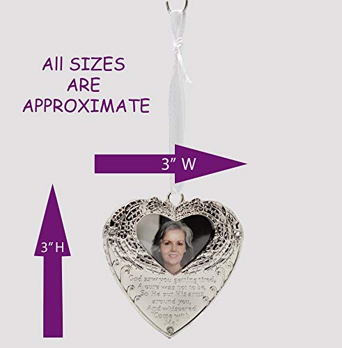 image for BANBERRY DESIGNS Heart Shaped Photo Ornament with Angel Wings and Touc