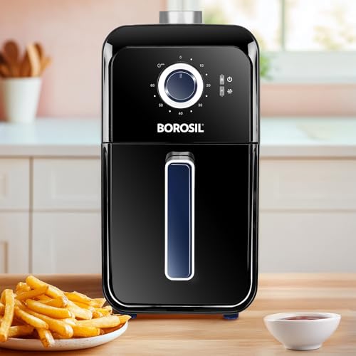 Image of Borosil Best Air Fryer | 4 in 1 Function with QuickFry Technology, Auto Off Function | Air Fryer for Bake, Grill, Roast, Reheat etc. | 90% Less Oil | 2 Year Warranty | Black (3.6 L)