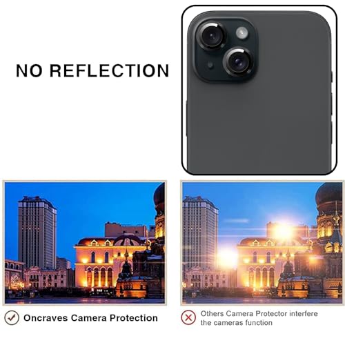 Image of Camera Lens Protector for Apple iPhone 15 | 9H Hardness, Full Coverage Camera Metal Ring Ultra-Thin /Clear (Black)