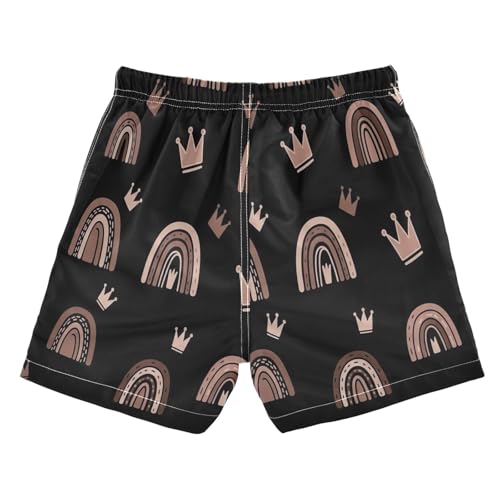 Swim Shorts for Boys, Baby Boys Swim Trunks 2t, Rainbows Crowns Brown2