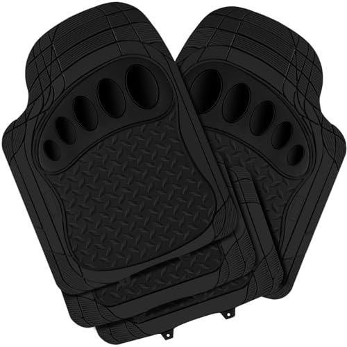 WOLTU Tapis Voiture Universel, Tapis de Voiture Antidérapants et Sécable, en Caoutchouc, Noir