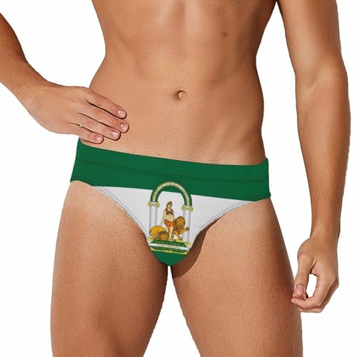 Flag of Andalucía Men's Swim Briefs Low Waist Bikini Swimsuit Underwear Beach Swimwear